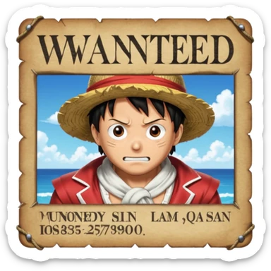 Luffy in gear five and background with wanted poster sticker