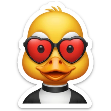 Make a frame emoji and inside it is a duck wearing red heart sunnies and the background is sky or anything blue make it like this 🌇 but what I described inside  sticker