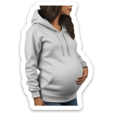 hoodie sweatshirt pregnant woman side view sticker