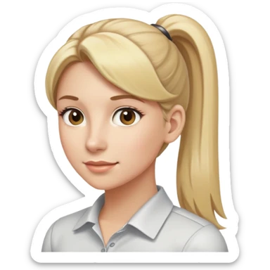 Professional woman with blonde hair in a ponytail and light brown eyes sticker