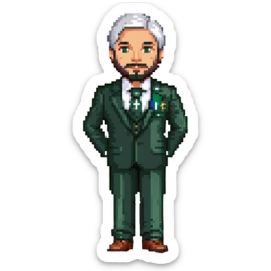 Pakistani diplomat in formal attire with Pakistan flag colors sticker