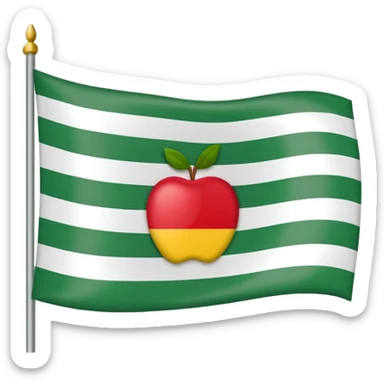 flag of Extremadura, Spain, apple emoji style, three horizontal stripes green white black, no coat of arms sticker