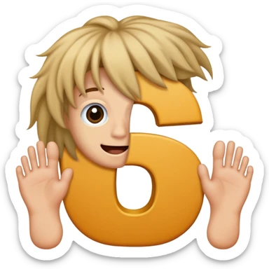 Una letra c y cabello manos y pies ojos una boca sticker