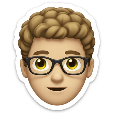 boy with green eyes with glasses brown hair brown beard pale skin sticker