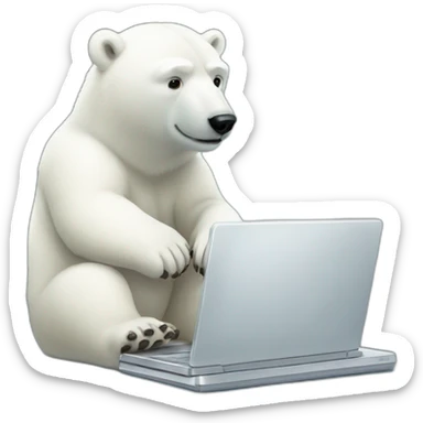 Polar bear using laptop sticker