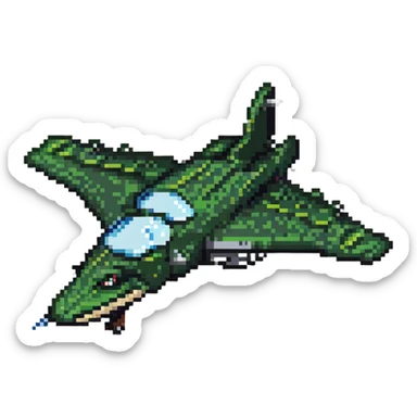 Futuristic crocodile jet fighter sticker
