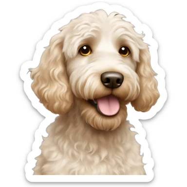 Labradoodle white with light brown dots wavy hair sticker