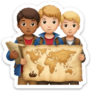 kids from goonies holding a treasure map sticker