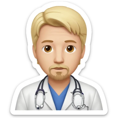 Blonde Doctor in white coat with blond goatie sticker