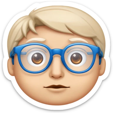 Inquisitive eyes on them blue glasses on top sticker