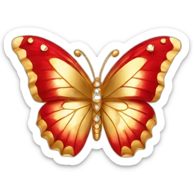 Red diamond gold butterfly sticker