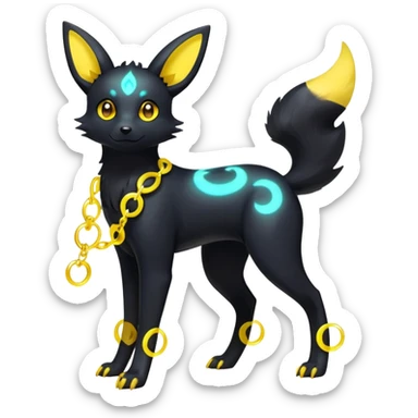 Shiny Exotic Colorful Excessive Mysterious Umbreon-Poochyena-Pokémon-Fakémon-hybrid-creature (full body) sticker