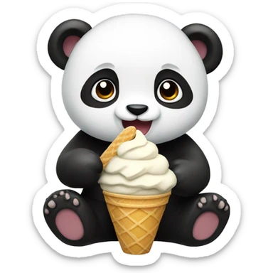 Panda eating ice cream sticker