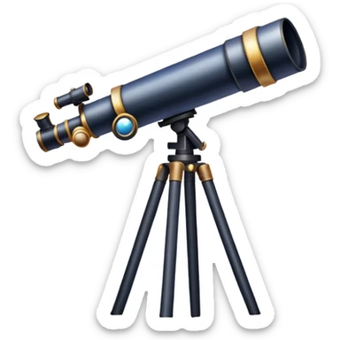 An icon featuring a telescope, stars, and a planet, symbolizing astronomy. The design includes a crescent moon, distant galaxies, and constellations, representing the study of space and celestial bodies. Transparent background highlights the exploration of the universe and cosmic phenomena. sticker