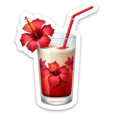 coconut drink with red flowers sticker
