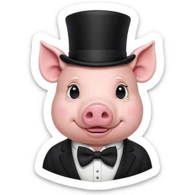 Gentleman Pig – pig with black top hat and bow tie sticker
