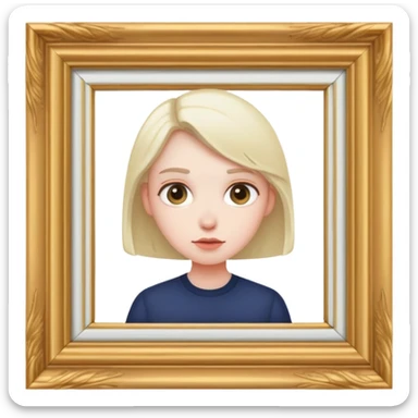 perfectionist person with focused expression adjusting a picture frame sticker