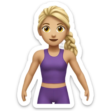 girl in purple sportswear training on the mat sticker