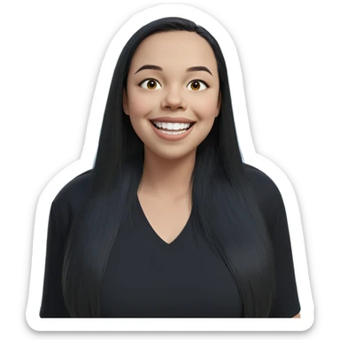 smiling girl in black shirt sticker
