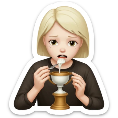 sad face eating urn sticker