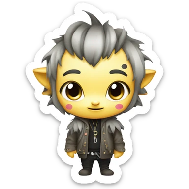 an edgy cute kawaii vernid-fionbri with splash patterns full body sticker