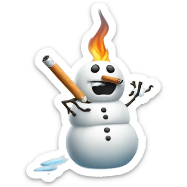 Melting snowman smoking a cigarette  sticker