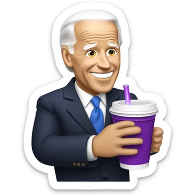 biden with grape soda white cup sticker