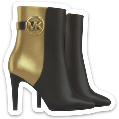 Hyper Realistic isolated side view,  Michael Kors balletcore style, theme and color scheme, luxury pair of stiletto ankle bootie boots, highly detailed, 3d render sticker