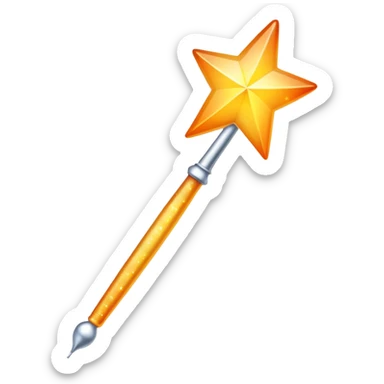 Classic magic wand like Apple's emoji but with yellow stars featuring a smooth yellow-to-orange gradient, sparkly magical effect sticker