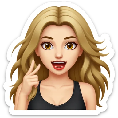 Clubbing girl crazy sultry excited, long hair sticker