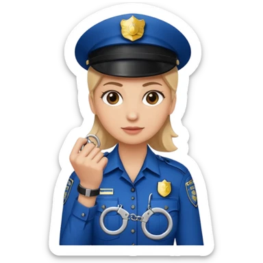 police woman hand cuffs one hand sticker