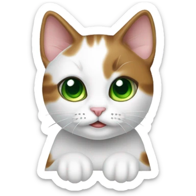 Cat Green eyes bicolor brown in box sticker