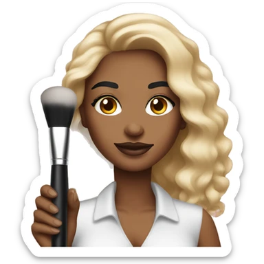Make makeup artist holding makeup brush light skin sticker