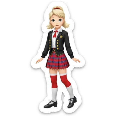 Highland dancing argyle just over the knee socks, blouse, highland dancing jacket, tartan miniskirt and highland dancing shoes sticker