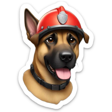 Berger belge malinois avec casque pompier sticker