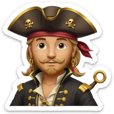 create an emoji of pirate capitan on the bow of the ship in epic posture sticker