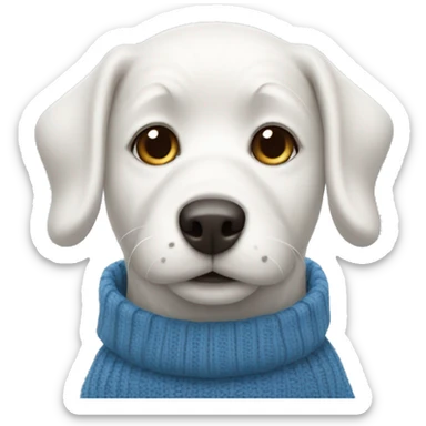 white dog in a blue sweater sticker