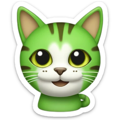 green cat with three ears drinking espresso sticker