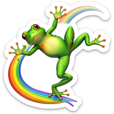 frog doing backflip rainbow  sticker