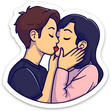 Girl kissing her boyfriend sticker