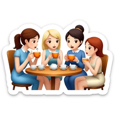friends drinking tea and gossiping sticker