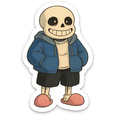 ghibli style Sans the skeleton from Undertale sticker