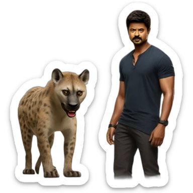 Thalapathy vijay with hyena from the movie leo sticker