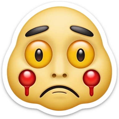 yellow emoji face with puffy bloodshot eyes, droopy eyelids sticker