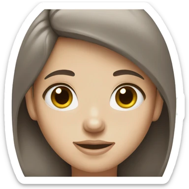 Girl with brown hair and white skin, grey eyes sticker