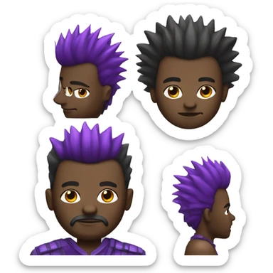Black man with purple spikes Mohawk  sticker