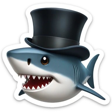 Shark with a top hat sticker