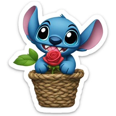 stitch with a rose sticker