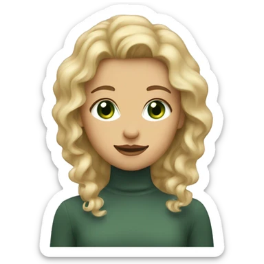 Girl with blonde wavy hair and green eyes and mole above lip sticker