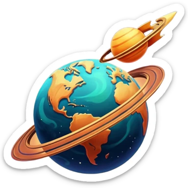 Vintage Planet comet streak motion sticker